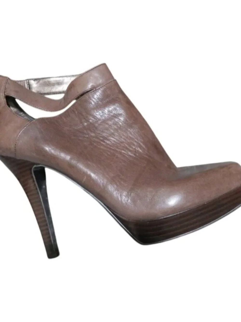 Nine West Brown Vegan Leather Platform Booties Ankle Boots Heels Stilettos 10